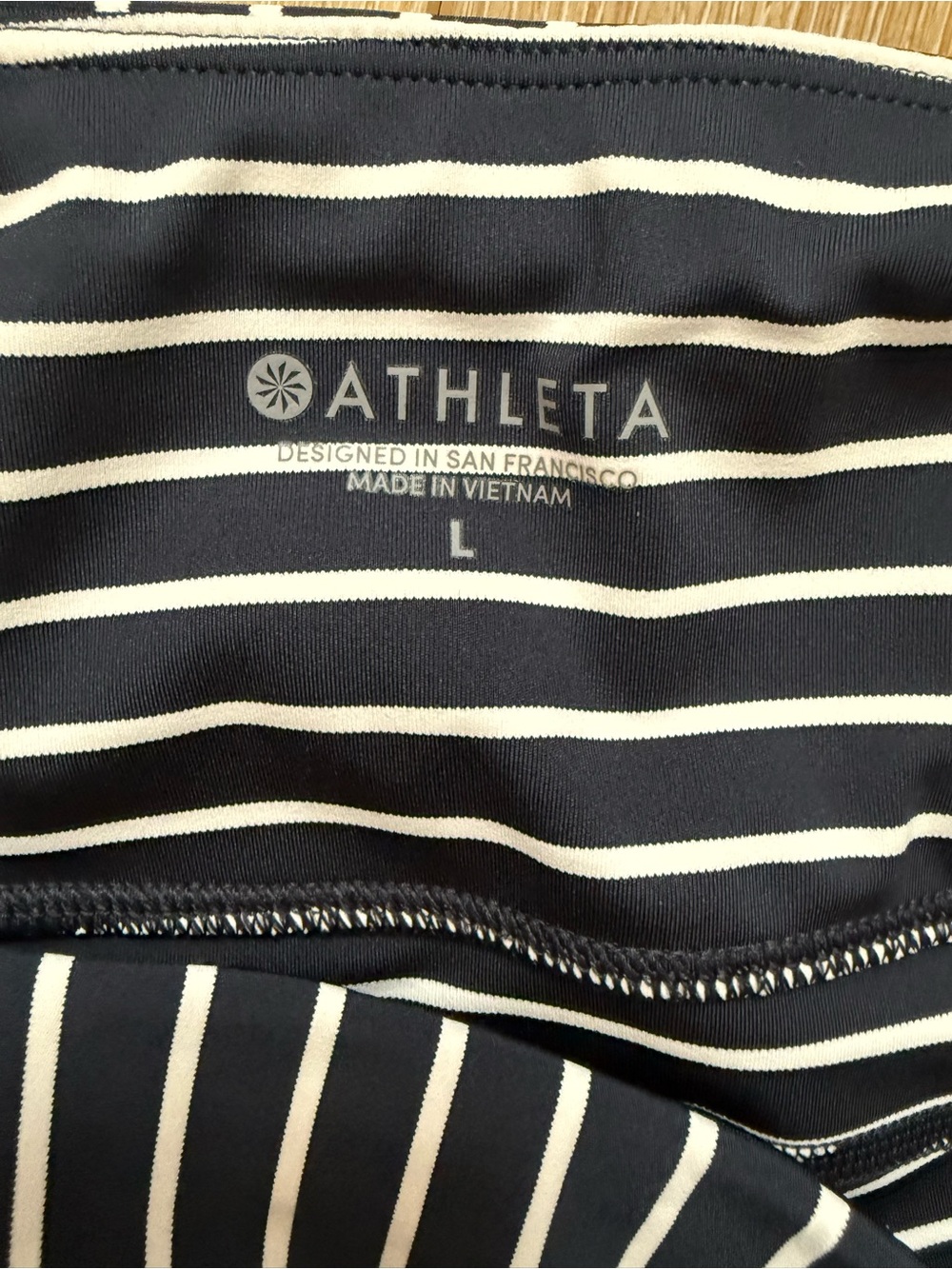 Athleta blue and white striped leggings. Never worn. - Picture 5 of 5